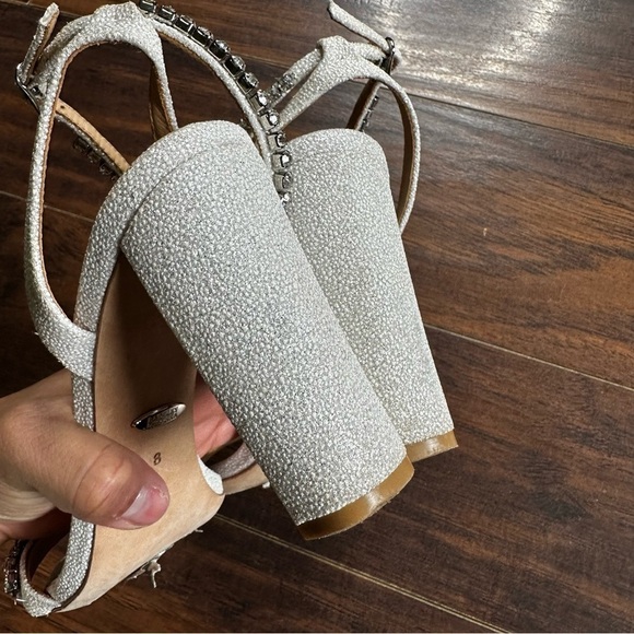 Badgley Mishka Tasmine Tall Evening Ankle Strap Rhinestone Sandals - Picture 6 of 6